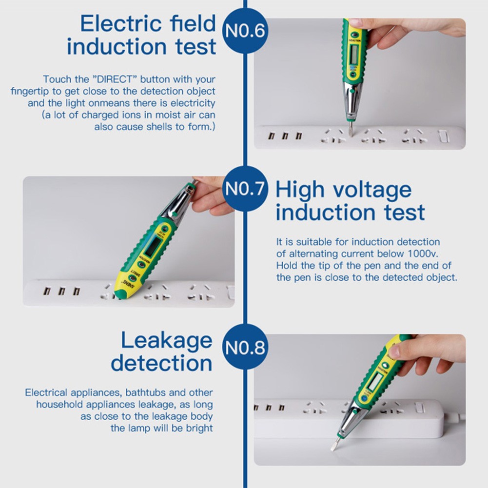 ANENG AC/DC 12-250V Non-contact LCD Digital Display Tester Screwdriver Power Outlet Voltage Detector Pen with Light