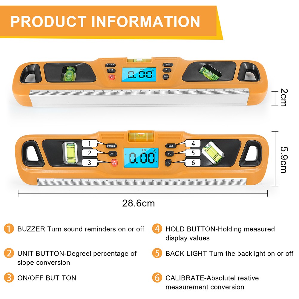 مقياس انحدار مستوى القاعدة المغناطيسي الرقمي مقياس الميل الكهربائي أداة قياس زاوية البناء المنقلة قياس ديكور المنزل