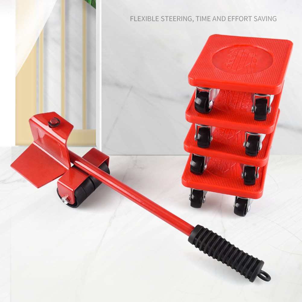 5pcs Furniture Moving Tool Move Shifter Moving Wheel Slider Remover Roller Heavy Duty Bar Mover Device Slider Carrier