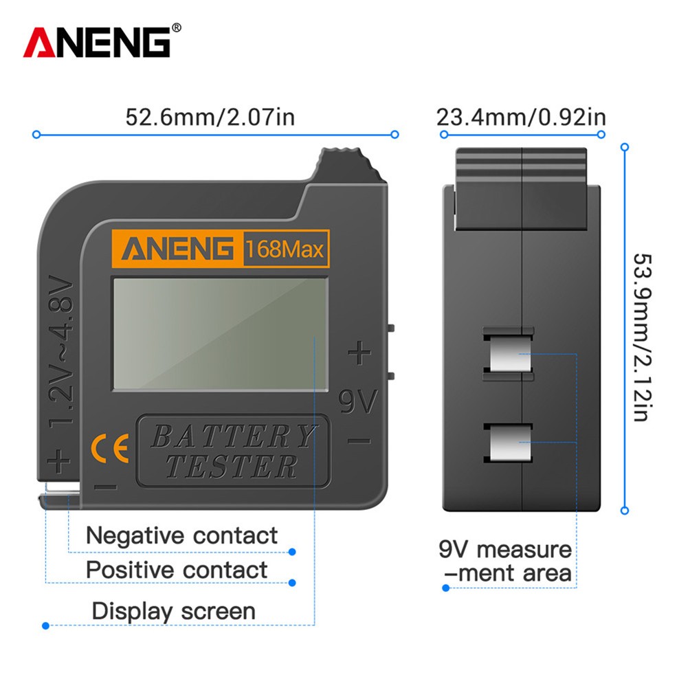 ANENG Digital Lithium Battery Capacity Diagnostic Tool Checker LCD Display Check AAA AA Button Battery Universal Tester Tool