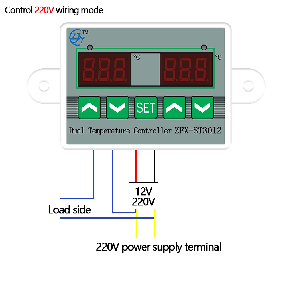 ZFX-ST3012 Dual Temperature Controller Digital Thermostat Incubator Control Microcomputer Dual Probe AC ​​220V 12V 24V 40% Off