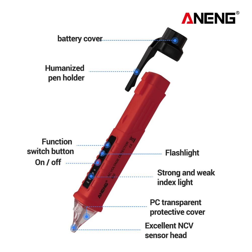 ANENG VC1010 الرقمية التيار المتناوب للكشف عن الجهد الذكية عدم الاتصال تستر القلم متر 12-1000 فولت الحالي الكهربائية الاستشعار اختبار قلم رصاص أداة