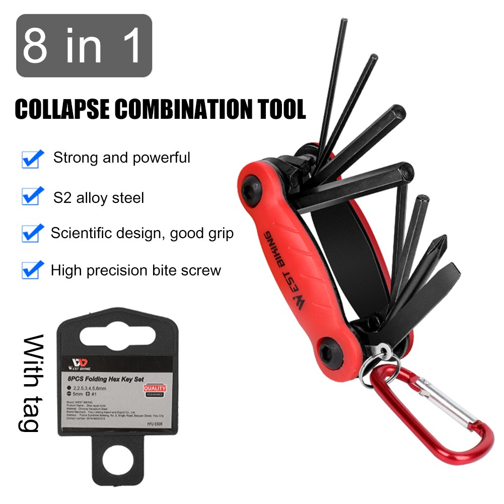 8 in 1 Multifunctional Bicycle Tire Repair Tool Kit Folding Multifunctional With Screwdriver Hexagon Wrench Cycling Equipment