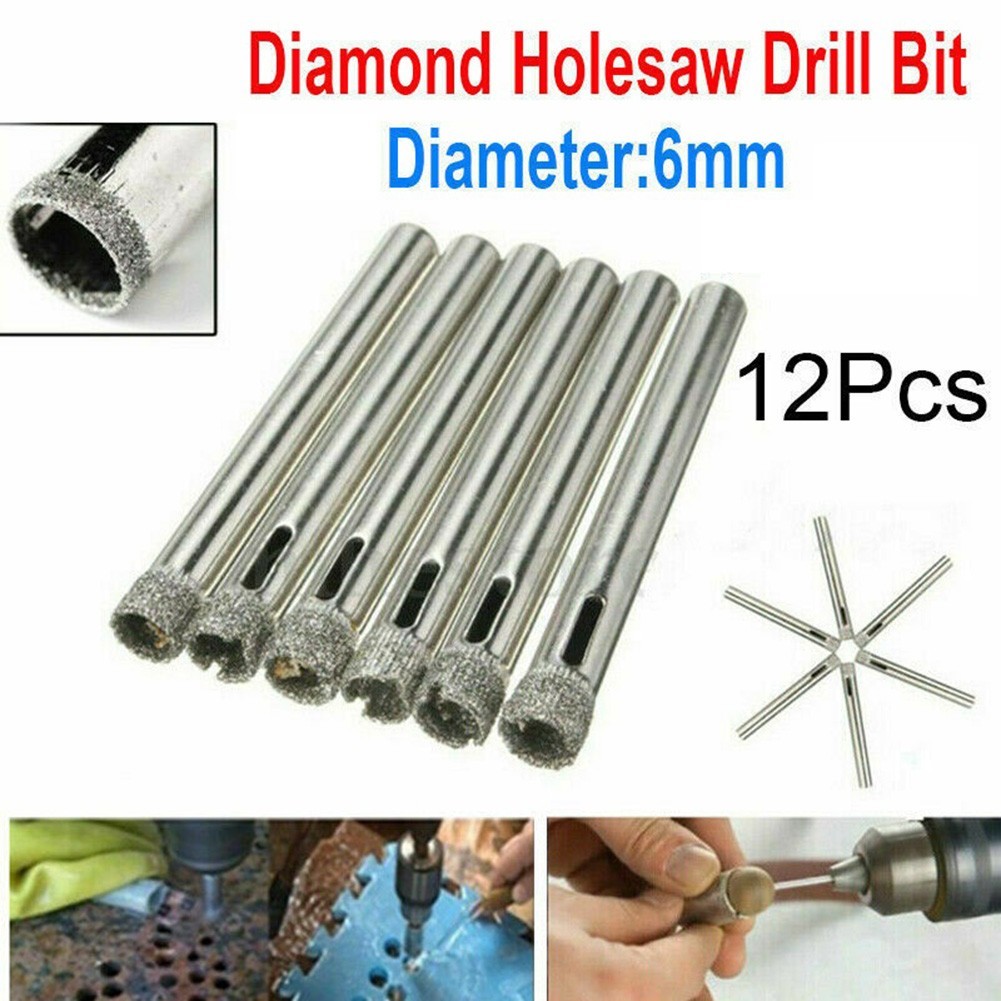 12pcs 6mm Diamond Drill Core Bit Connection Porcelain Tile Drill Bits Marble Stone Masonry Hole Saw