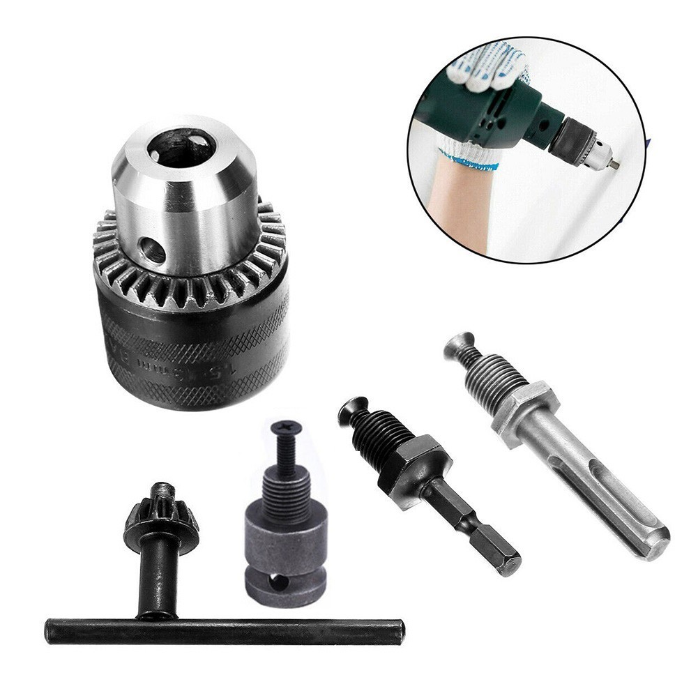 Mini Electric Drill Chuck 1.5-13mm Mount B10 Taper With Connector Motor Rod Hex Shank Shaft Wrench Power Tool