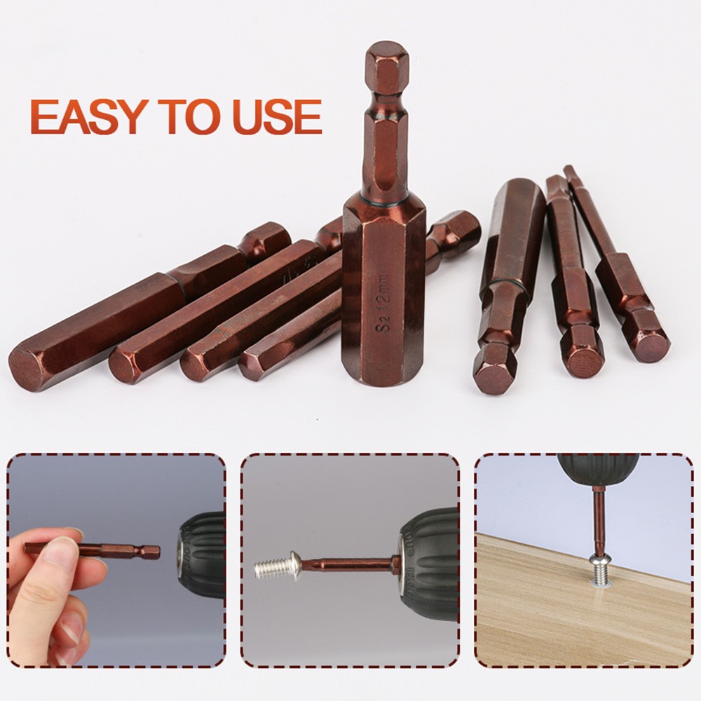 23pcs Wrench Drill Bit Hex Head Allen Wrench Drill Bit Set Metric SAE S2 Steel Hex Bit Set 65mm Long Magnetic Screwdriver Bits