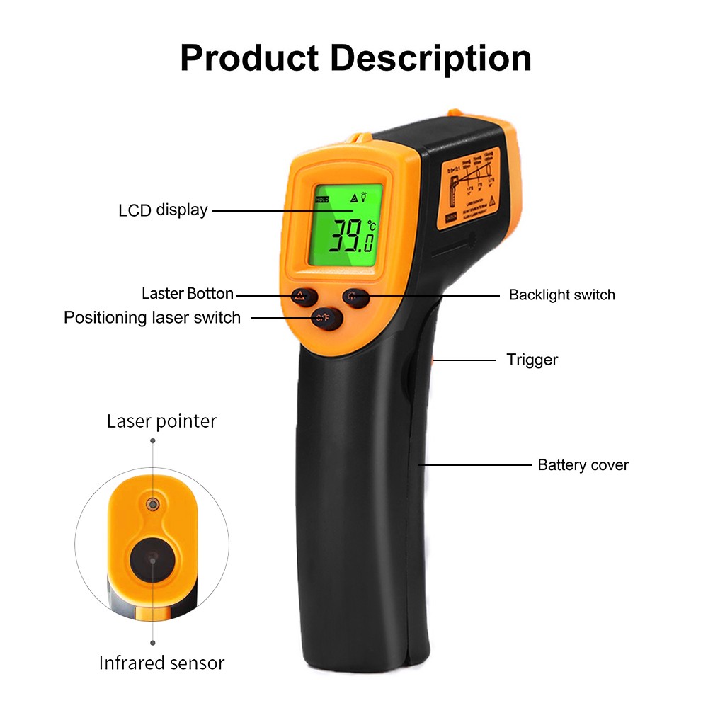 Digital infrared thermometer non-contact laser thermometer thermometer imaging hygrometer IR termometro LCD thermometer