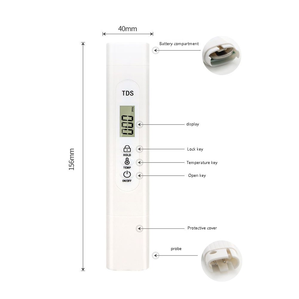 LCD Digital Water Quality Tester Meter TDS Temperature Water Tester Pen Handheld Water Quality Analysis TDS TEMP Monitor Tester