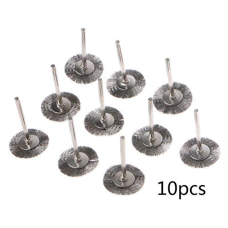 10pcs 22mm Plati-num Stainless Steel Wire Wheel Blade Brush Rotary Tool Polishing Mini Drill Bit Accessories