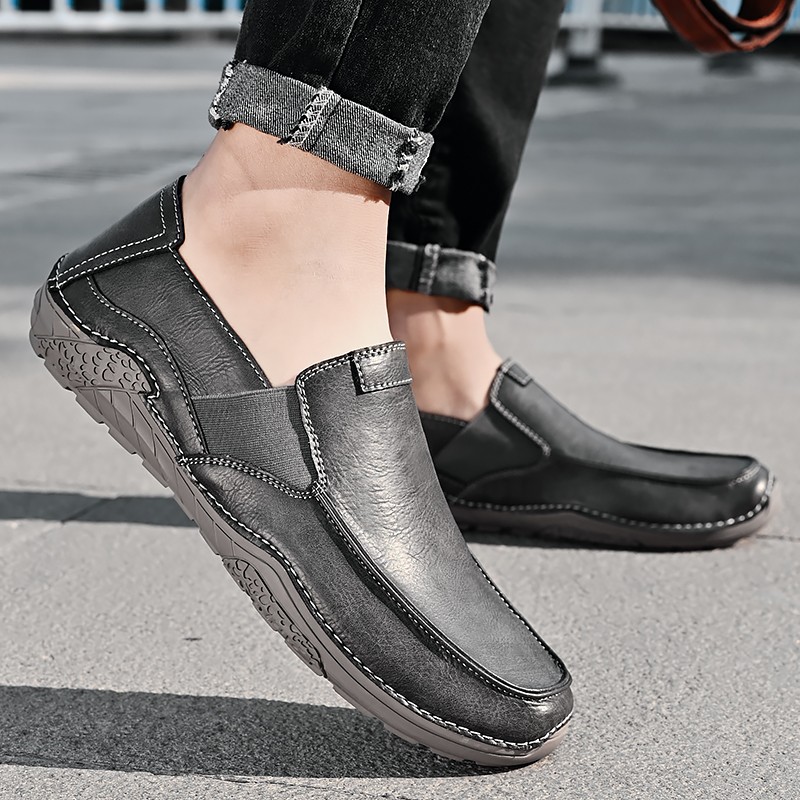 2021 Genuine Leather Shoes Casual Sneakers Men Shoes Comfortable Driving Quality Leather Shoes Men Shoes Spring Autumn Hot Sale