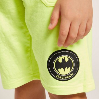 Batman Logo Print Shorts with Elasticated Waistband and Pockets