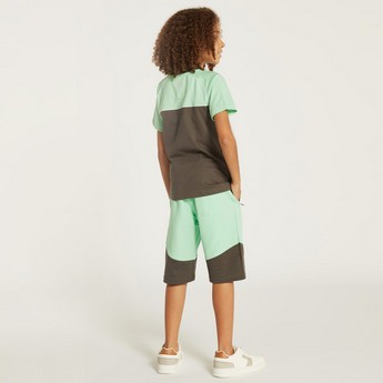 XYZ Colourblock Crew Neck T-shirt and Shorts Set