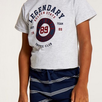 Juniors Printed Crew Neck T-shirt and Pyjama Set