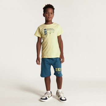 Juniors Printed Crew Neck T-shirt and Shorts Set