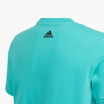 adidas Logo Print Crew Neck T-shirt with Short Sleeves