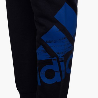 adidas Logo Print Joggers with Drawstring Closure and Pockets