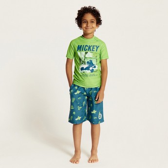 Disney Mickey Mouse Print 2-Piece Rash Guard Set