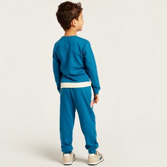 Juniors Printed Crew Neck Sweatshirt and Jogger Set