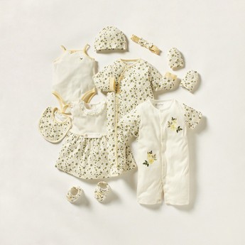 Juniors Floral Print Sleepsuit with Long Sleeves