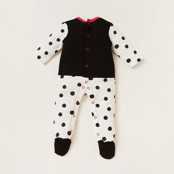 Disney Minnie Mouse Print Closed Feet Sleepsuit with Long Sleeves