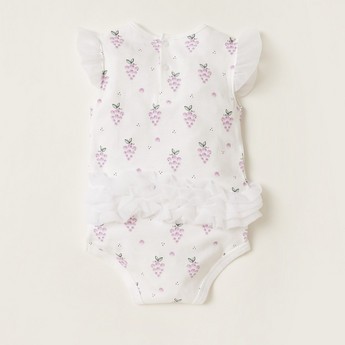 Juniors Printed Romper with Ruffle Detail