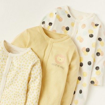 Juniors Printed Sleepsuit with Long Sleeves - Set of 3