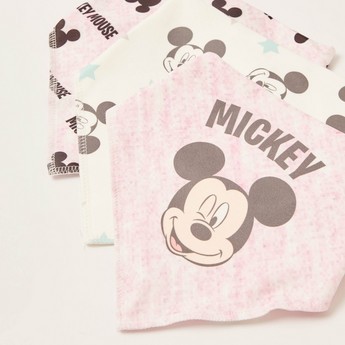 Disney Mickey Mouse Print Bib with Press Button Closure - Set of 3