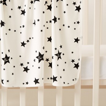 Juniors All-Over Star Print Receiving Blanket with Hood - 80 x 80 cms