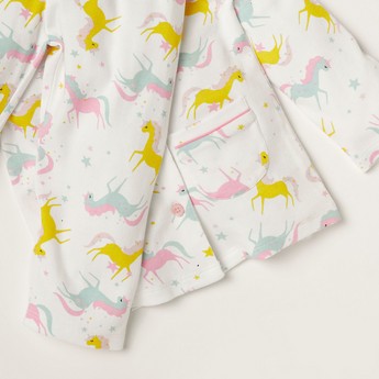 Juniors Unicorn Print Long Sleeve Shirt and Pyjama Set