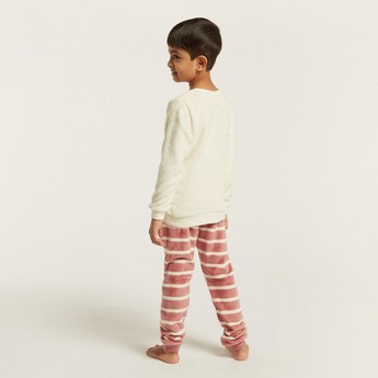 Juniors Embroidered T-shirt and Striped Pyjamas Set