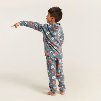 Juniors All-Over Printed Hooded Sweatshirt and Pyjamas Set