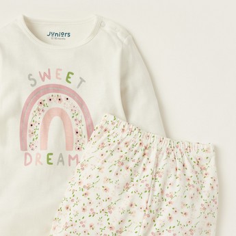 Juniors Printed T-shirt and Full Length Pyjama - Set of 3
