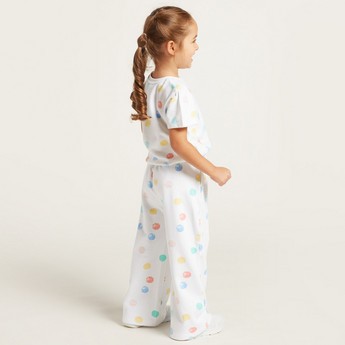 Juniors Printed Top and Full-Length Pants Set