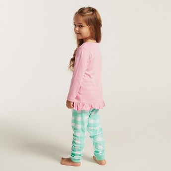 Juniors Graphic Print T-shirt and All-Over Printed Pyjamas Set