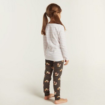 Juniors Graphic Print T-shirt and All-Over Printed Pyjamas Set