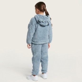 Juniors Textured Hooded Sweatshirt and Jog Pants Set