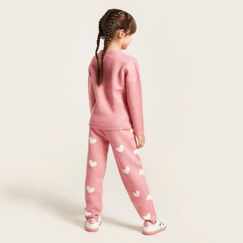 Juniors Printed Sweater and Jog Pants Set