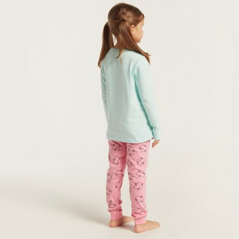 Juniors Printed Long Sleeves T-shirt and Pyjama Set