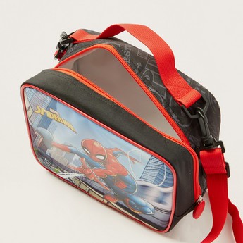 First Kid Spider-Man Print Lunch Bag with Detachable Strap and Zip Closure