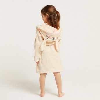 Juniors Solid Bathrobe with Hood and 3D Ears