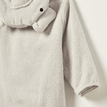 Juniors Elephant Applique Long Sleeves Robe with Hood and Tie-Up Belt