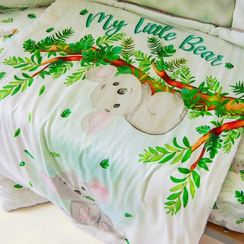 Fancy Fluff Koala Print 4-Piece Organic Bedding Set