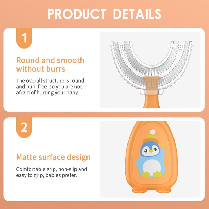 Liquid Silicone U-Shape Manual Oral Care Kids Toothbrush Cartoon Pattern Baby Teeth Cleaning Tool Children Toothbrush