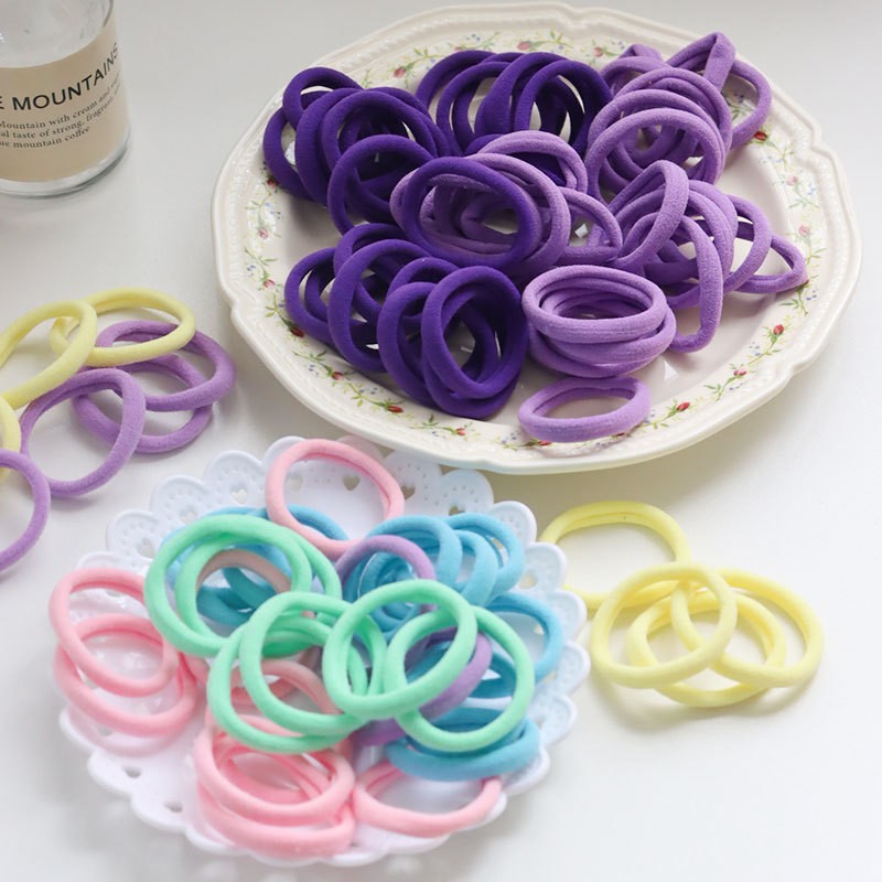 50pcs Girls Solid Color Big Rubber Band Ponytail Holder Gum Headwear Elastic Hair Bands Korean Girl Hair Accessories Ornaments