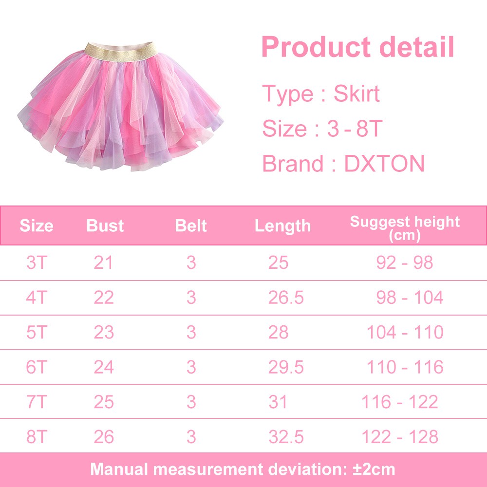 DXTON Girls Skirt Mesh Children's Skirt Girls Tutu Skirt Layered Tutu Skirt Prom Party Prom Dress Clothes