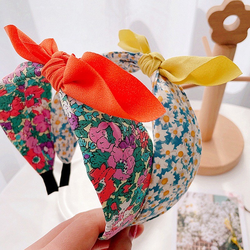 Children's Korean version versatile bow hairpin casual floral headband girls headdress baby accessories brand new