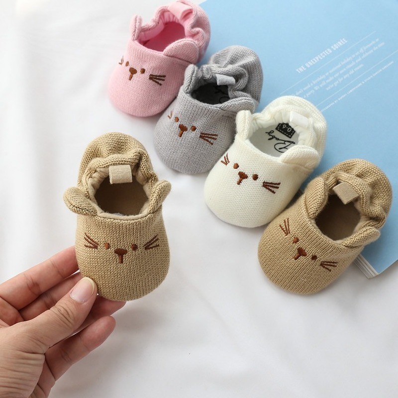 Baby Girl Knitted Boots First Walkers Snow Boots Newborn Baby Autumn Winter Cotton Warm Soft Sole Plush Prewalker 0-18days