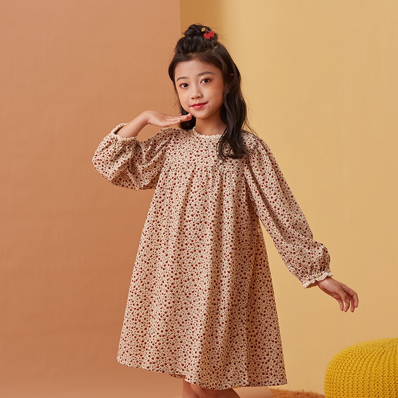 Ton Lion Kids Spring Cute Casual Fashion Long Sleeve Dress Elastic Round Neck Girls Princess Dress Kids