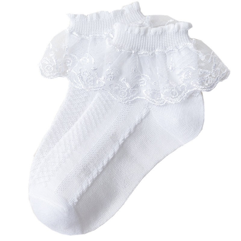 10pairs/lot Baby Girls Kids Lace Ruffle Socks Princess Mesh Children Ankle Short Breathable Cotton White Pink Blue Toddler Sock