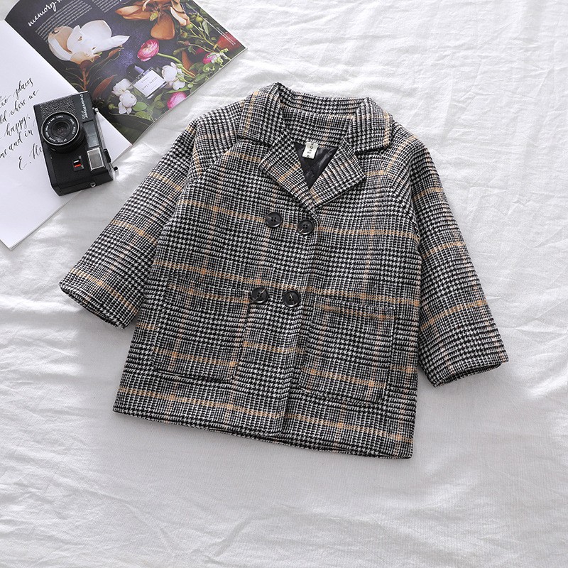 1-7 Years Children Woolen Coat Baby Turndown Collar Fashion Warm Jacket Girls Long Coat Spring Kids Girls Casual Outwear